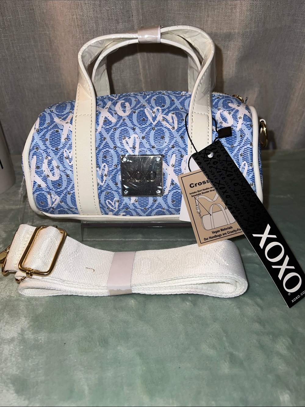XOXO Blue & White Logo Cylinder Mini Satchel - Picture 3 of 6